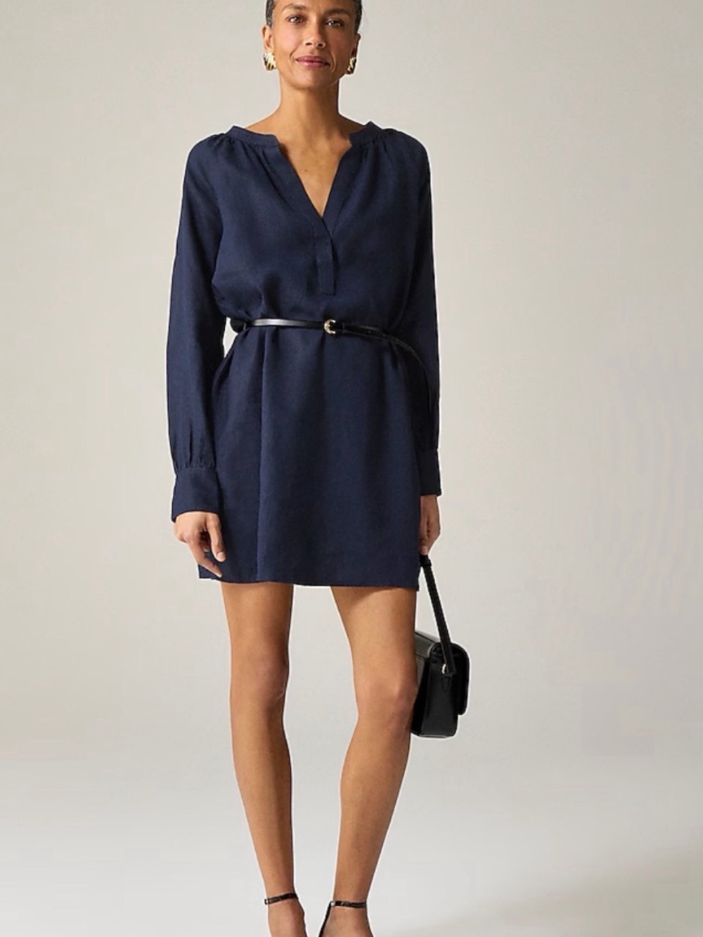 J. Crew Navy Cabana mini dress in linen size M L #319